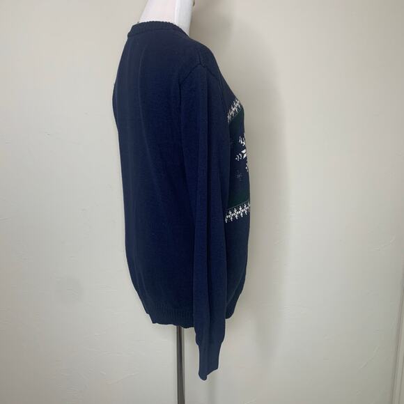 Dockers Blue Green Snowflake Sweater Medium - Picture 4 of 8